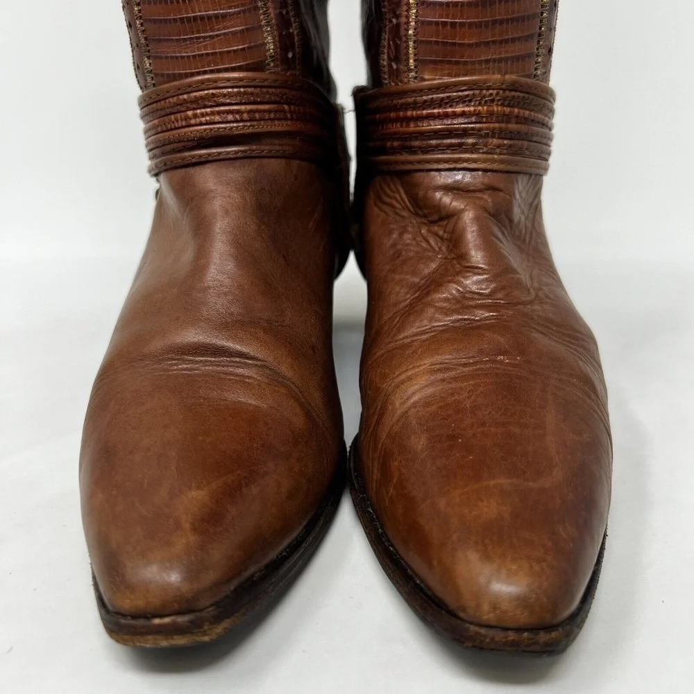 Circle S LTD Women's Western Cowboy Brown Leather Iguana Boots Size 6 M - Picture 3 of 12
